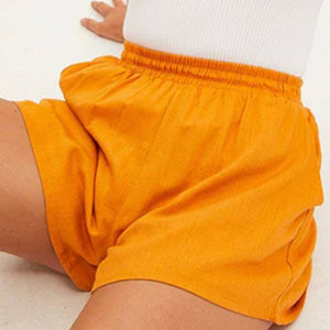 Shorts de sport en toile pour femmes, taille mi-haute, couleur personnalisée, respirants, séchage rapide, été, logo brodé, lavage personnalisé - Product Image 4