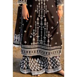 Ensemble 3 pièces brodé non cousu noir pour femme, en tissu lawn, pour maillot de bain et tenue de plage - Product Image 5