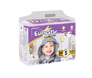 Vente en gros, directement de l'usine OEM, EUROSTAR XL, couches-culottes jetables pour bébé, surface douce en coton, haute absorption, protection anti-fuites, imprimées - Product Image 3