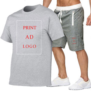 Vente en gros impression personnalisée 100% coton ensemble chemise et short d'été pour hommes grande taille ensembles deux pièces respirant à séchage rapide - Product Image 4