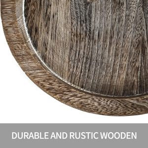 Juego de 2 portavelas de bandeja de madera rústica, soportes grandes redondos de madera, decorativos de café de granja Natural, Mesa - Product Image 2