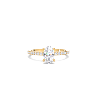 Bague de fiançailles en diamant ovale cultivé en laboratoire certifié IGI, sertie pavé, en or jaune/blanc et rose 9 carats