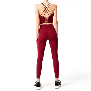 Conjuntos de Yoga de Alta Calidad para Mujer, Ropa Deportiva Personalizada, Duradera, Cómoda, con Patrón Sólido, Transpirable, de Spandex/Nailon, Cintura Elástica - Product Image 2