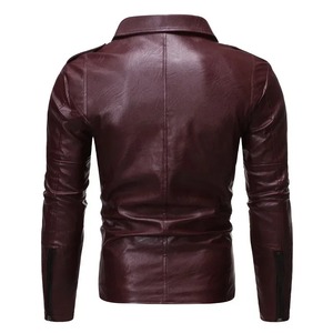 2025 Otoño Invierno hombres moda delgada solapa chaqueta de cuero hecha a mano lona PU chaqueta bonita chaqueta para hombres - Product Image 2