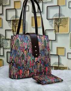 Nueva bolsa de mano con estampado de bloque de mano, 3 particiones, con Mini bolsa, cremallera segura para llevar sin esfuerzo, perfecta para las necesidades diarias, oficiales - Product Image 4