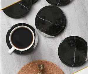 Posavasos en forma de corazón Mármol blanco para cocina Oficina 1 Posavasos de mango de madera natural y mármol Hecho en India - Product Image 3