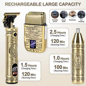 Tondeuse à barbe sans fil rechargeable pour homme, rasoir à grille, tondeuse à barbe à lame en T à écartement zéro, tondeuse à poils de nez et à bords, étanche IPX7 - Product Image 2