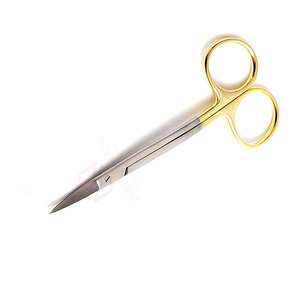 Tijeras de goma de hoja curva de medio oro universal-Tijeras quirúrgicas dentales manuales alemanas de acero inoxidable - Product Image 6