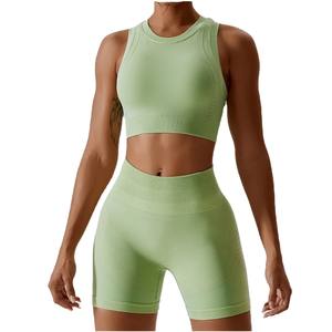 Ensembles de vêtements de yoga sans couture deux pièces personnalisés pour femmes vêtements de sport de fitness, respirants et serrés pour le levage des fesses - Product Image 4