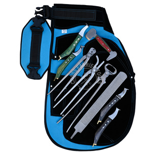 ชุดเครื่องมือช่างเกือกม้าระดับพรีเมียม ผ้ากันเปื้อนสีน้ำเงิน คีมตัดกีบ คีมถอนตะปู คีมหนีบ ชุดตะไบ ตะไบขัด คีมตัดกีบแบบมีห่วง มีดขัดกีบสองด้าน - Product Image 1