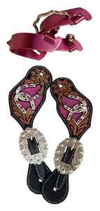 Sangles d'éperons courbées et usinées en cuir peint à la main de qualité supérieure de l'exportateur indien - Product Image 5