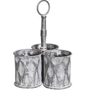 Vintage Farmhouse Galvanized Caddy Used As A Decorative Planter To Display Small <b>Potted</b> <b>Herbs</b> Succulents Or Flowers - Product Image 1