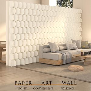 Paravent de séparation de pièce pliable et rétractable, panneau en papier épaissi, écran pour la séparation de pièce, décoration moderne - Product Image 1