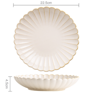 Assiette à dîner en céramique blanche de style nordique de 11 pouces avec bord noir pour la maison et le restaurant - Product Image 2