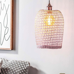 Plafonnier écologique en paille de raphia pour salon, hall d'entrée, plafonnier en paille naturelle - Product Image 3