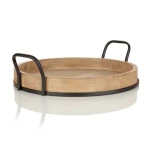 Brillant servant le dernier plateau fabriqué en inde Style Unique plateau de service rond simple en métal et bois pour le plateau de nourriture de Restaurant en vente - Product Image 5