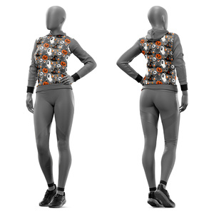 Wear 4 Games Ensemble de survêtements d'entraînement 2-en-1 en polyester 100% imprimé Halloween pour femmes, coupe-vent et respirant pour l'hiver - Product Image 4