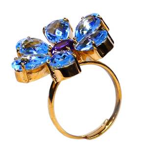 แหวนพลอยโทแพซอเมทิสต์สีเงินสเตอร์ลิงสีฟ้า925สำหรับงานแต่งงานสไตล์คลาสสิกชุบทอง - Product Image 5