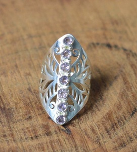 Amatista 925 anillo de filigrana de plata esterlina hecho a mano joyería de piedras preciosas regalo para ella - Product Image 2