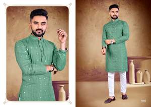 ชุดแต่งงานแบบดั้งเดิมสวมกระจกคอตตอนสำหรับผู้ชาย,Kurta พร้อมชุดนอนผ้าฝ้ายแท้ซัพพลายเออร์ราคาต่ำสุดจากอินเดีย - Product Image 5