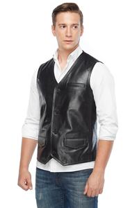 Chaleco de cuero para hombre de alta calidad con diseño personalizado 2025, ropa exterior transpirable para invierno a precio mayorista - Product Image 2