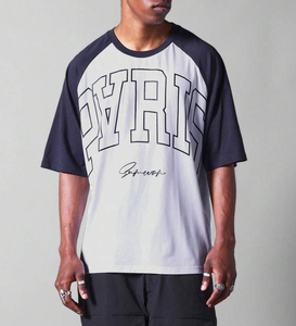 Qelonto Vintage camiseta de hombre 100% algodón 250 Gsm de gran tamaño pesado mangas raglán tejido de punto personalizado OEM ecológico - Product Image 5