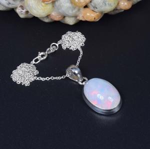 สร้อยคอโอปอลเอธิโอเปียสีฟ้าสุดคลาสสิกยอดนิยม925จี้อัญมณีเงินสเตอร์ลิงเครื่องประดับเงินสเตอร์ลิงสำหรับวันเกิดหินธรรมชาติของขวัญวันเกิด - Product Image 2