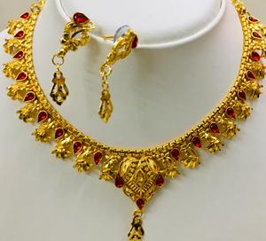 Nouvelle tendance 18K plaqué or rouge pierre ensemble de bijoux à la mode fleur femmes cadeau de fête de mariage chaînes en acier inoxydable Unique - Product Image 2