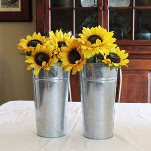 Juego de 3 jarrones florales galvanizados de bronce antiguo, cubos franceses con mango para decoración moderna de interiores y exteriores - Product Image 6