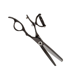 กรรไกรตัดผม24ซี่ฟันเหล็กคาร์บอนสูงสีดำกรรไกรทินเนอร์พร้อมที่วางนิ้ว - Product Image 6