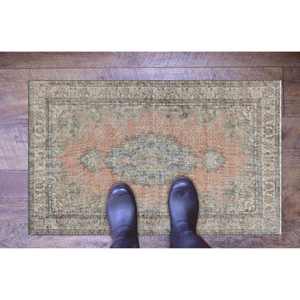 Tapis imprimé à motifs floraux, design oriental vert, toucher doux, tapis fin non tissé - Product Image 5