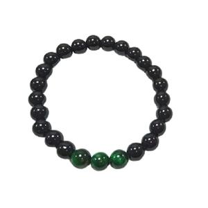 Bracelet en cristal Obsidienne noire et œil de tigre vert Perles rondes Bracelet 8mm Pierre précieuse Mode Cadeau pour homme et femme Énergie - Product Image 5