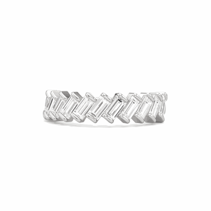 Baguette Cut Diamond Half Eternity Style Banda de compromiso para mujer - Product Image 2