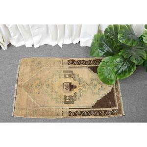 Alfombra de lana turca Vintage de 17x28 pies, diseño de retales marrón y beige, técnica de tejido plano para decoración para sala de estar, 4m de ancho - Product Image 1