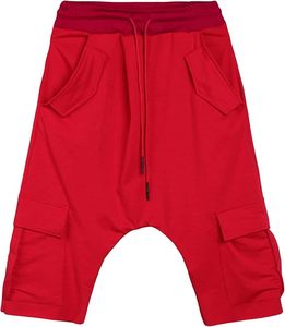 Shorts de survêtement décontractés pour hommes en coton 100% personnalisés en gros, style streetwear, entrejambe tombant, couleur rouge, longueur genou, pour le sport en plein air - Product Image 1