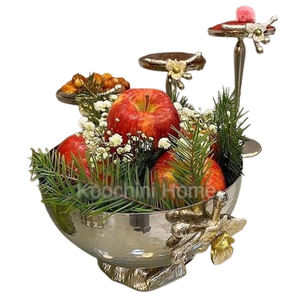 Bol décoratif en métal en aluminium poli de la meilleure qualité en forme de fleur de luxe avec technique personnalisée - Product Image 1