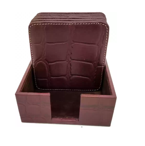 Vente en gros de sous-verres en cuir véritable 100% gaufré à la main autour de divers sous-verres en cuir Ensemble de 6 sous-verres ronds en cuir souple - Product Image 3