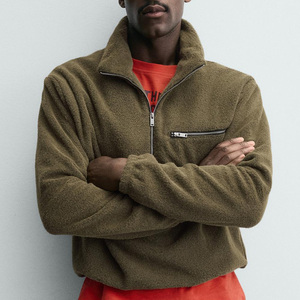 Sweat-shirt à fermeture éclair quart de tour en polaire pour homme avec manches longues et poignets élastiques, design décontracté / Service OEM pour les commandes en gros - Product Image 6