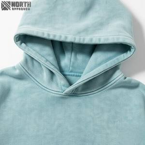 Sudadera con capucha de lavado ácido 6xl desgastada French Terry Vintage gris tela de algodón 500 Gsm peso pesado de gran tamaño con capucha bordada No - Product Image 4