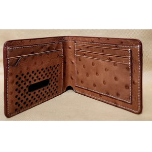 Cacher le portefeuille pour hommes de haute qualité motif d'autruche en cuir de vache véritable de luxe - Product Image 3