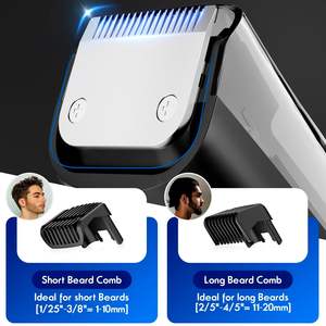 Tondeuse à barbe électrique rechargeable étanche IPX6 pour hommes, peignes de longueur réglable, alimentation USB - Product Image 5