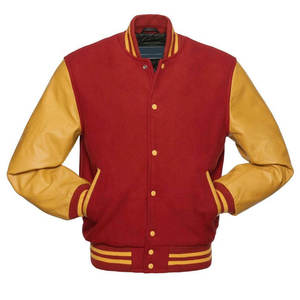 Veste universitaire avec manches en cuir contrasté et blouson bomber de baseball en laine mélangée vêtements d'extérieur streetwear décontractés - Product Image 2