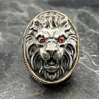 Bague pour homme en argent sterling 925 de qualité supérieure, faite à la main, avec tête de lion, sertie de zircons rouges, style hip-hop, cadeau de fiançailles ou de mariage