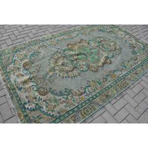 Alfombra Turca, Alfombra Vintage de 5.3x8.9 pies, Alfombra de Lana con Diseño de Patchwork Verde - Product Image 2