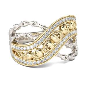 Bague de mode Jeulia en argent sterling bicolore avec crâne croisé - Product Image 2