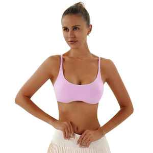 Soutien-gorge de sport respirant pour femmes avec coussinets de poitrine amovibles Bretelles réglables Logo avant pour Fitness Yoga Gym - Product Image 3