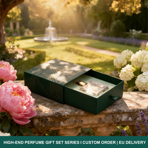 Caja de Regalo Ecológica para Perfume con Diseño Geométrico en Dorado, Cinta con Tirador, Inserto de Pulpa Moldeada, Papel Reciclado, 50 ml, OEM, ODM - Product Image 6
