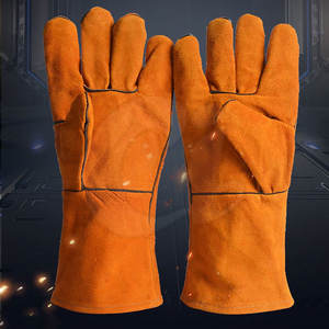 Guantes de soldador de cuero resistentes al calor, fabricación de Pakistán, guantes de soldador de cuero de color personalizado - Product Image 3