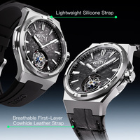 Montre automatique mécanique de luxe pour homme Bonest Gatti, style tourbillon, acier inoxydable, aiguilles saphir, étanche, montre-bracelet BG7006