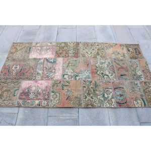 Vintage 3.3x6.2 ft Rug, Turkish Rug, <b>Red</b> Ikat Rug <b>Wool</b> - Product Image 4